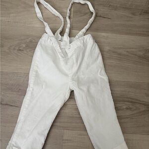 Janie and Jack white  Overalls for Kids . Linen Suspender Pants (Infant)